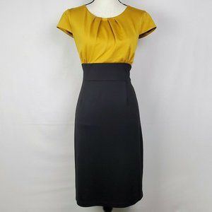 Dressbarn Dress Mustard Yellow Black Sheath Career
